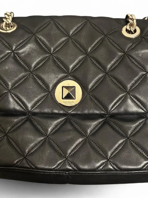 Womens Kate Spade Quilted Leather Black Shoulder Bag Size OS - Image 5