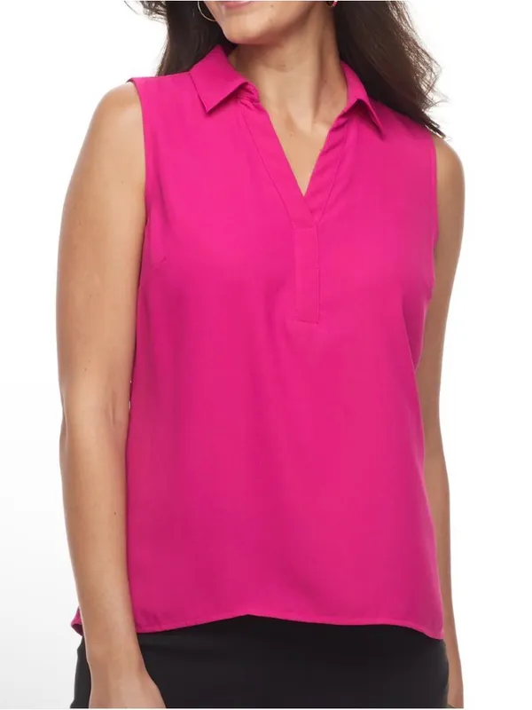 Dana Buchman Sleeveless V-Neck Camisole in Bright Fuchsia - Image 8