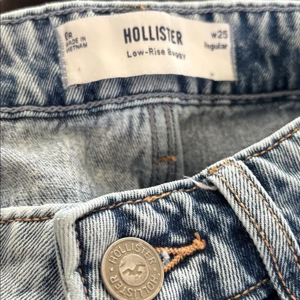 Hollister Low-Rise Medium Wash Baggy Jeans 25X31” Med Wash 100% Cotton Wide Leg - Image 7