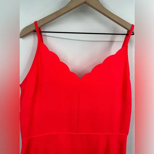 Ted Baker Autumn Wedding‎ Guest Asymmetric Hem Dress Coral Orange Sz 3 - US 8 - Image 8