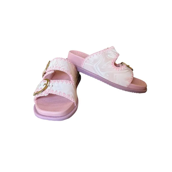 Coface Pink Buckle Sandals Slides Women’s Size 7 New WO Box - Image 2