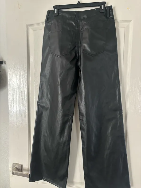 Black ZARA Faux Leather Pants - Image 2