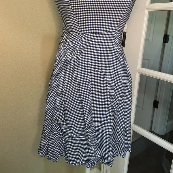 OLD NAVY Blue Gingham Fit & Flare Dress - size XS - Image 3