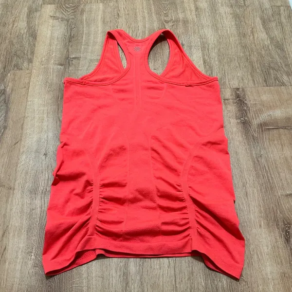 Athleta | Momentum Ruched Tank Top Coral Pink‎ Racerback Athletic Shirt, Size S - Image 3
