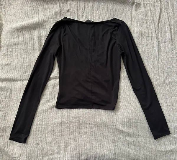 Lulus Black Long Sleeved Ruched Top - Image 3