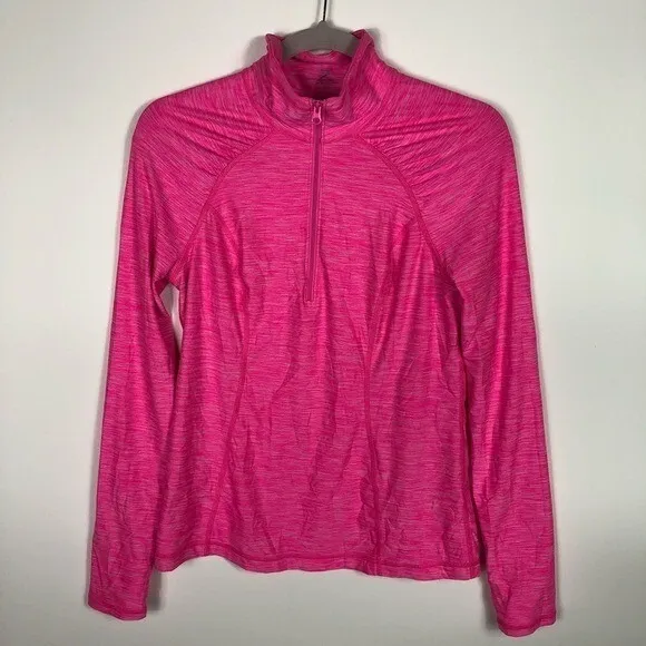 Zella Women's‎ Athletic Zip Neck Long Sleeve Shirt Bright Pink Heathered Size M - Image 6