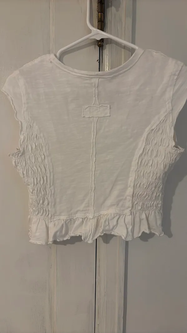 Cap Sleeve Smocked Shirt Ruffle Hem  - Image 4