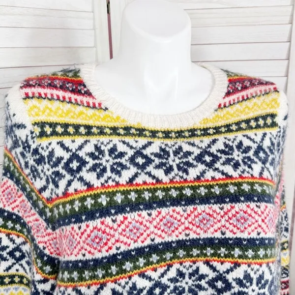 Old Navy Fair Isle Chunky Knit Sweater & Scarf White Multicolor‎ XXL - Image 8