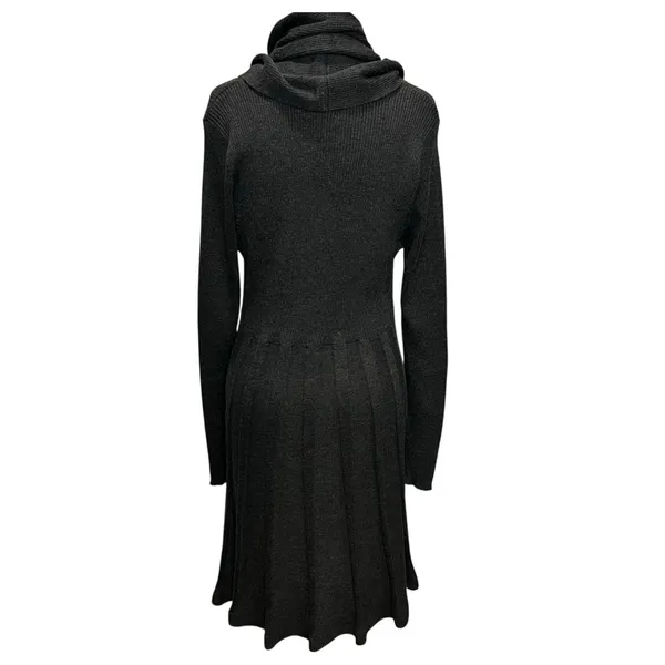 Dana Buchman Sweater Dress With Scarf‎ XL Gray Ribbed Fit Flare Timeless Career - Image 4