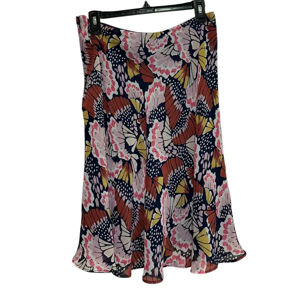 Boden Butterfly Print Midi Skirt US 8 UK 12 NWT A-Line‎ Flared Pull-On Navy Pink - Image 2