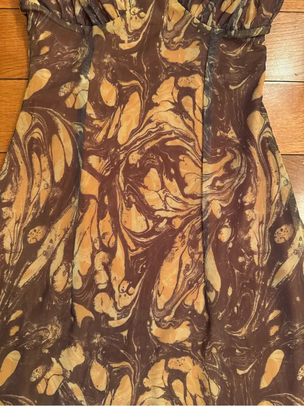 Urban Outfitters Y2K Abstract Marble Print Mesh Slip Maxi Dress - Size XS - Image 3
