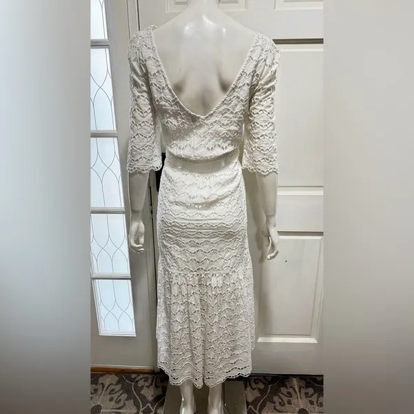 Gretchen Scott little bo peep maxi La Di Da Eyelet Cotton White dress Sz L P-8 - Image 3