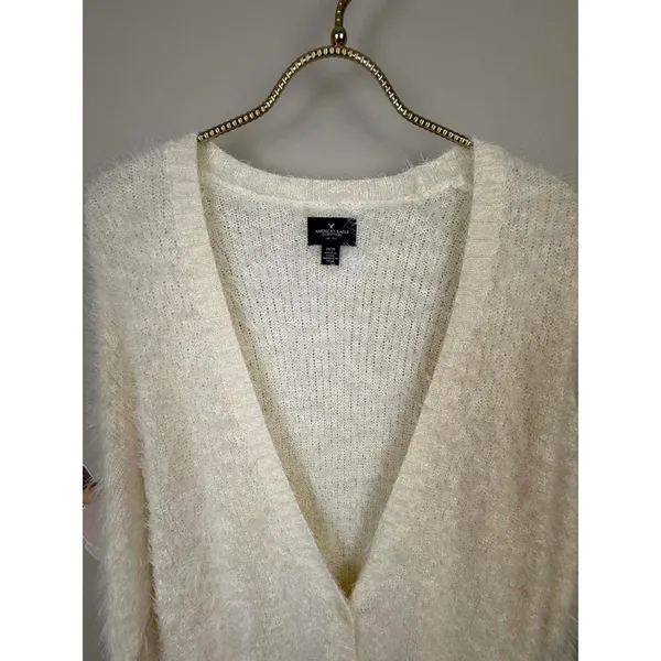 American Eagle Creamy Ivory Longline Tunic Cardigan Sweater - Size - Medium - Image 4