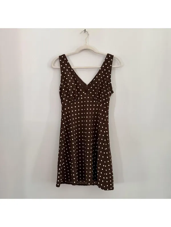 Princess Polly Nellie Polka Dot Minidress in Brown Polka - Image 2
