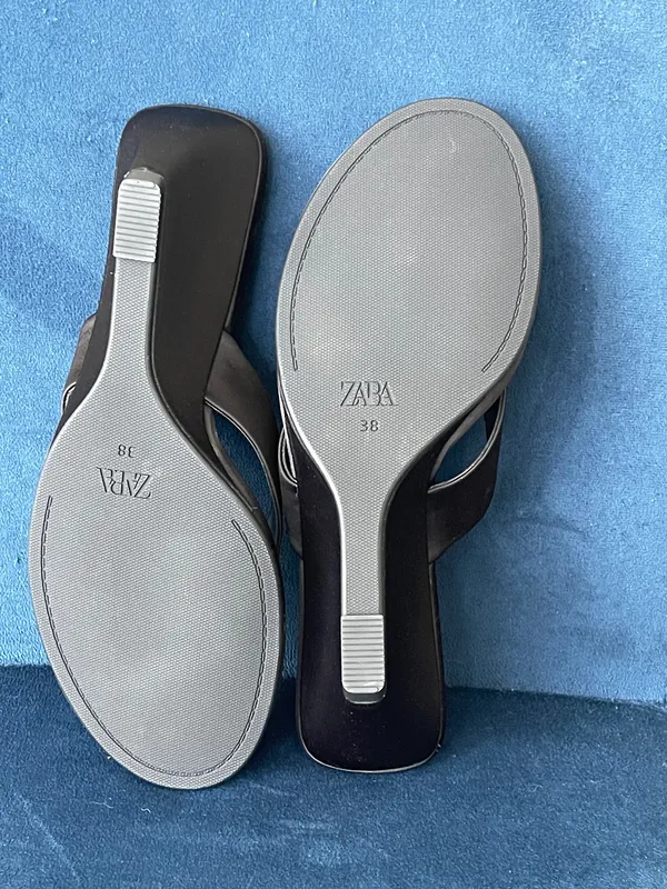 ZARA Black Thong Heeled Sandals Women's Size 7.5 - Image 6
