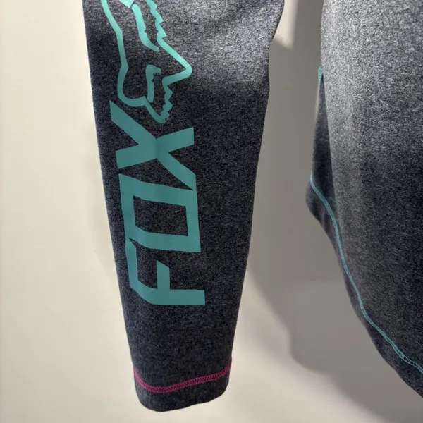 Fox Head Hoodie Top Womens Large Gray Long Sleeve Zip Pocket Graphic Lightweight - Image 9