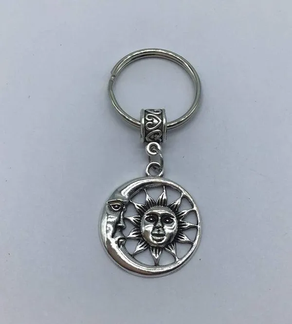 New sun and moon silver or gray dangle keychain - Image 12