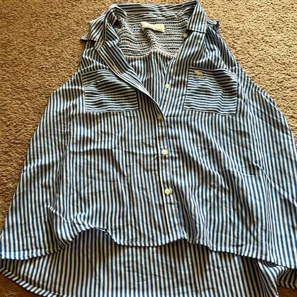 Abercrombie blue & white striped tank top‎ small - Image 4