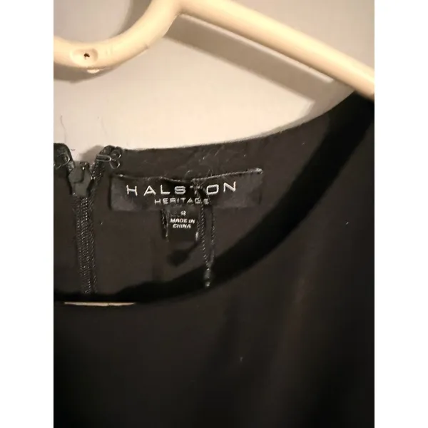 Halston Heritage Maxi Dress Womens 4 Black Ruffle Sleeveless Two Tone Gown‎ - Image 3