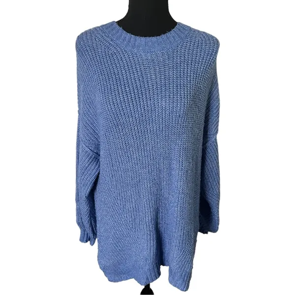 American Eagle AE Blue Oversized Dreamspun Long Sleeve Crew Neck Sweater Medium. - Image 2