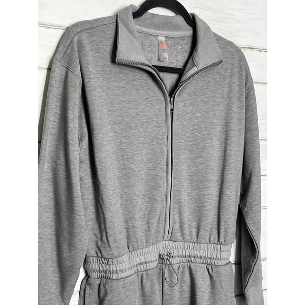 Mono B Half-Zip Long Sleeve Romper Grey Small Tencel Sporty - Image 2