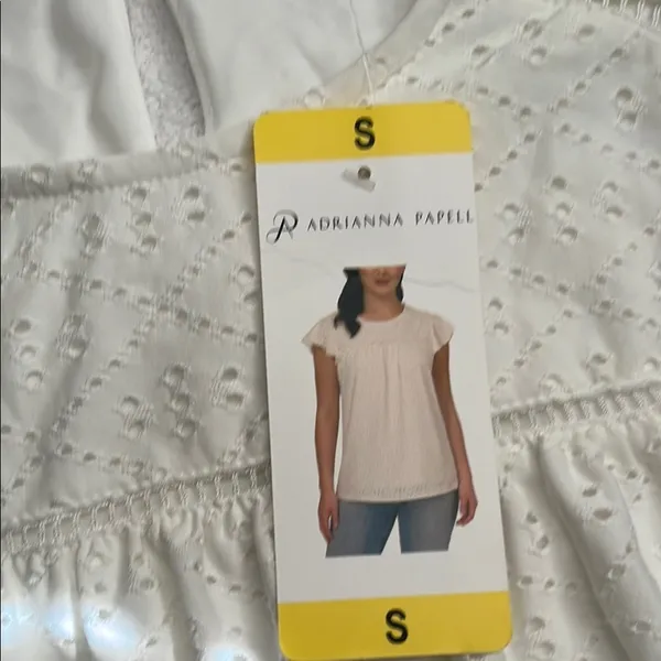 Adrianna Papell White Ruffled Cap Sleeve Blouse - Image 3