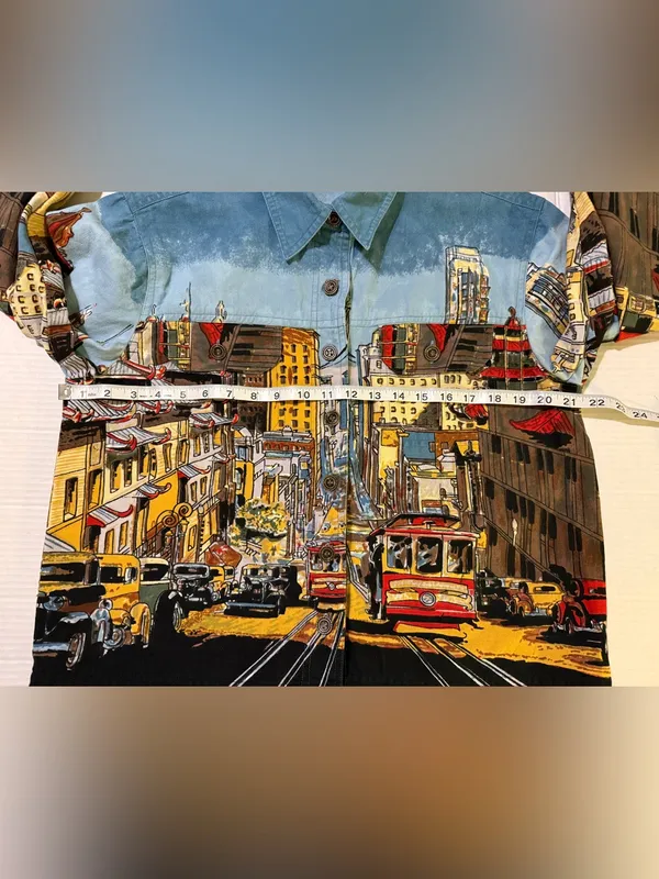 Artscapes Womens Vintage San Francisco Trolley Car Denim Button Up Jackets - Med - Image 6