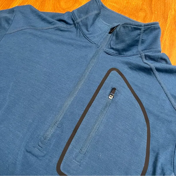 ibex Woolies Tech 1/4 zip Blue Merino Wool Quarter - Image 2