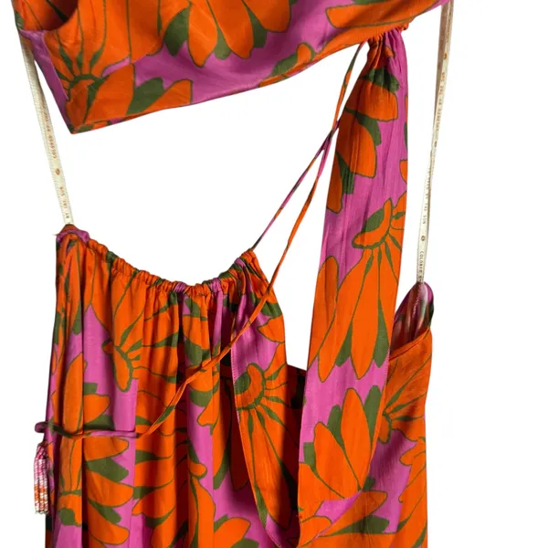 Farm Rio Copacabana Orange Printed One Shoulder Cut Out Maxi Dress Size Large - Image 10