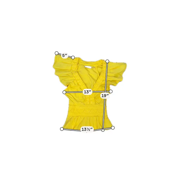 Ramy Brook Emilia Yellow Peplum Ruffle Flutter Sleeve Top XS - Image 5