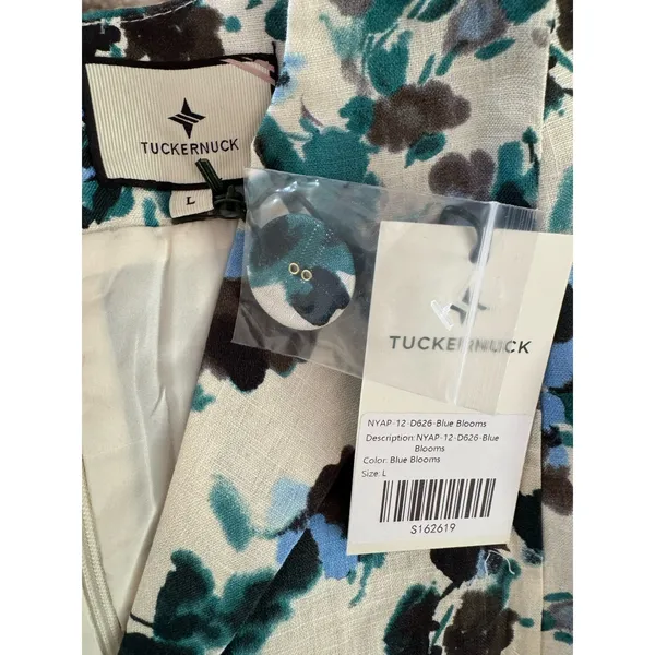 NWT Tuckernuck Budding Bluebell Blue Blooms Hadley Linen Dress Size Large - Image 6