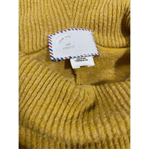 Anthropologie Postage Stamp marigold yellow‎ turtleneck sweater size medium - Image 3