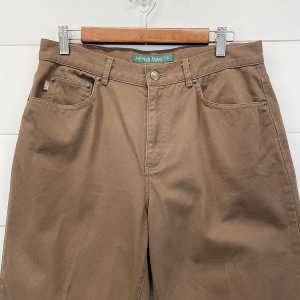 LAUREN Ralph Lauren Womens 10 Capri‎ Pants Medium Brown 100% Cotton Chino - Image 4