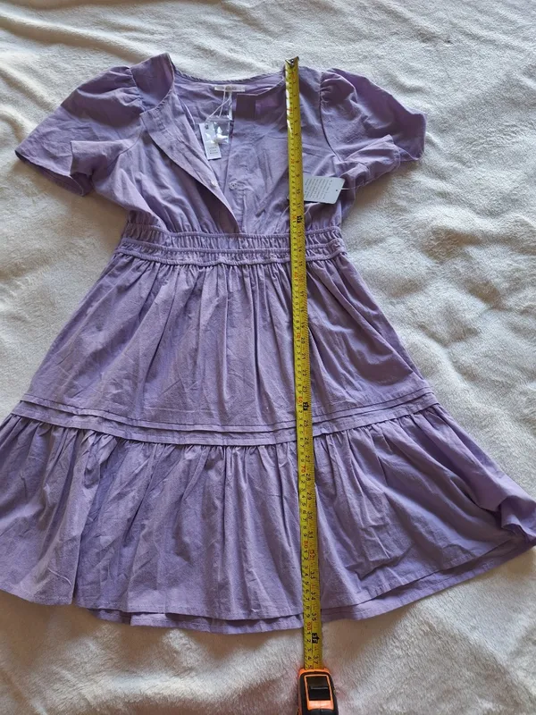 NWT Stitchdrop Lilac Cotton Ruffle Mini Dress M - Image 5