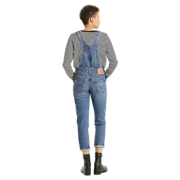 Levi's Bib Overalls Jeans 100% Cotton Adjustable Distressed Straight Med Wash XS - Image 2