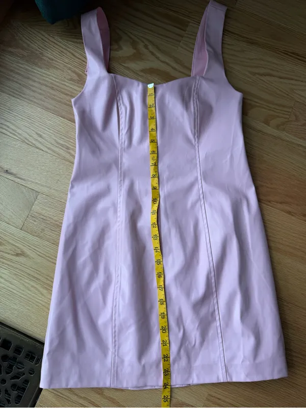 Show Me Your Mumu Pink Faux Leather Square Neck Mini Dress S - Image 7