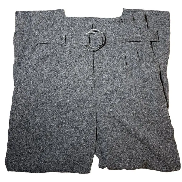 Express Gray Paperbag Waist Ankle Pants | High Rise Belted | Size 8 - Image 3