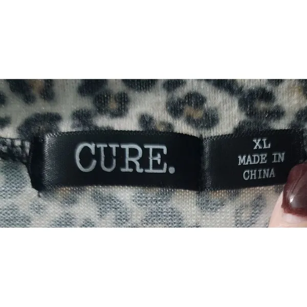 Cure Leopard Print Long Sleeve Top Drawstring Waist Casual XL‎ - Image 3