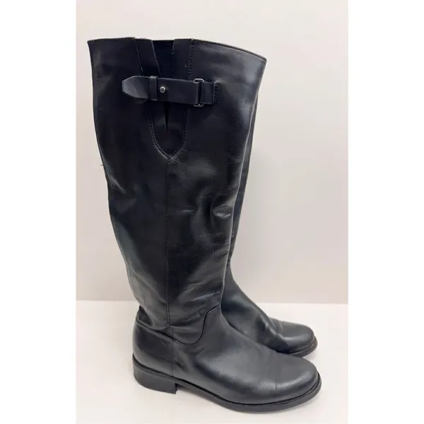 Blondo Black Leather‎ Waterproof Knee High Riding Boots Size 6M Buckle Detail - Image 3