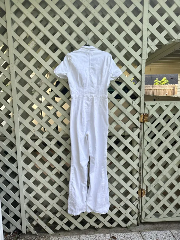 Free People We The Free Jayde Flare Denim Jumpsuit - Image 6