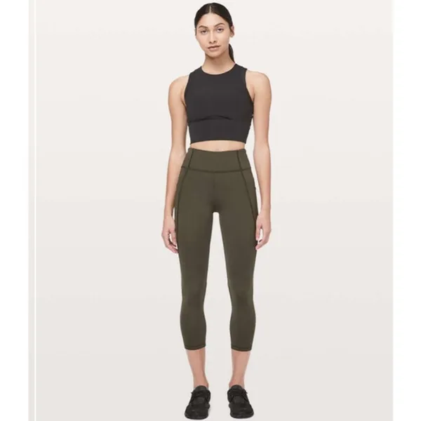 Lululemon Time To‎ Sweat Crop *23" Dark Olive Size 8 - Image 12