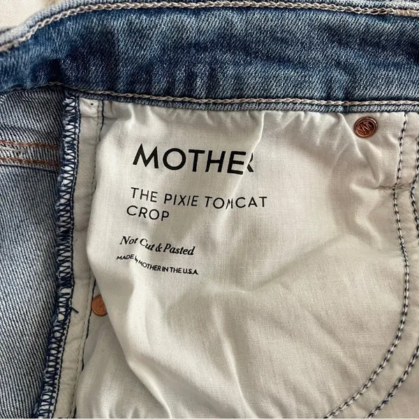 Mother Denim The Pixie Tomcat Crop Not Cut & Pasted‎ Jeans Distressed Button Fly - Image 4