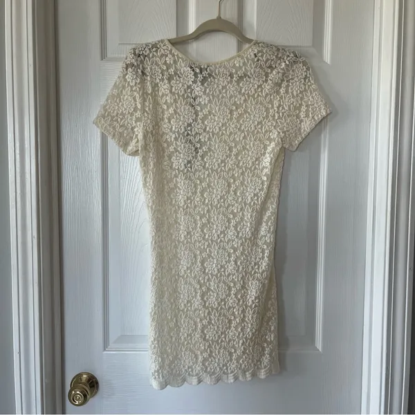 BKE‎ Boutique Buckle Cream Stretch Lace Mini Dress Tunic Womens Medium NEW *FLAW - Image 14