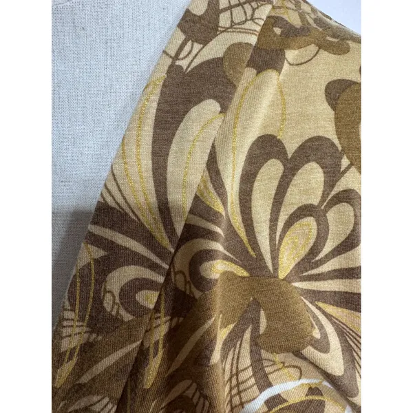 New York & Company Large Brown Floral Top Women's Long Sleeve Ruched‎ V-Neck - Image 6