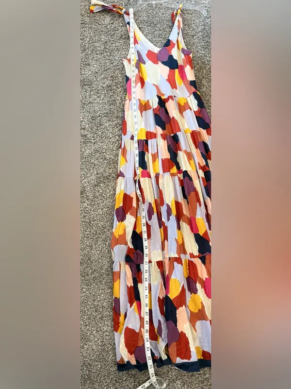 THML Multicolor Abstract V-Neck Sleeveless Rayon Maxi Dress Sz Medium - Image 3