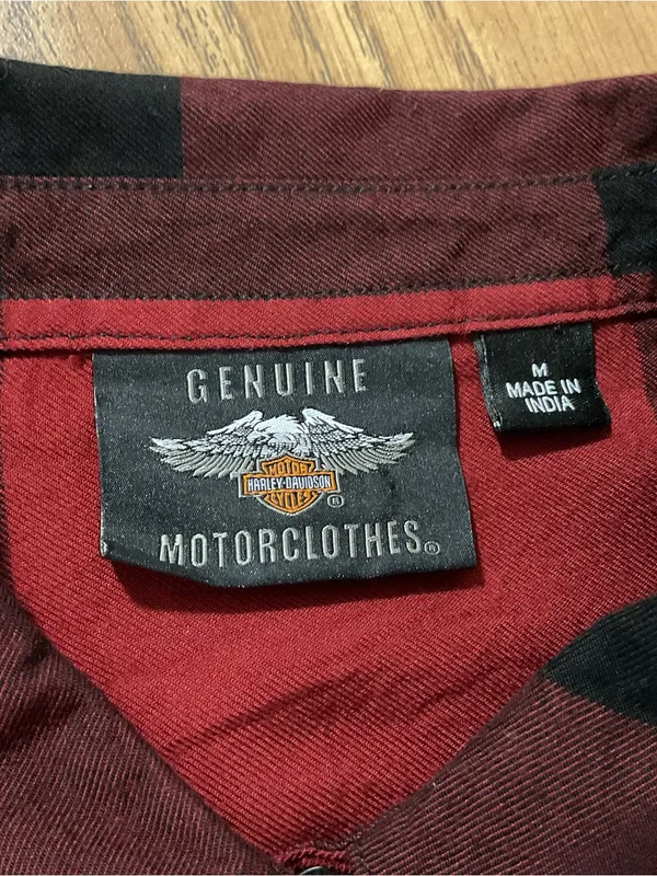 Harley-Davidson One Pocket Red Plaid Shirt Womens Size Medium - Image 5