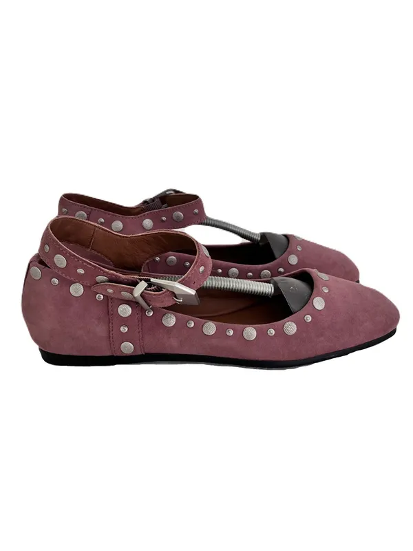 Free People Mauve Suede ‘Mystic’ Mary Jane Ankle Strap Studded Flats, Size 9 - Image 7