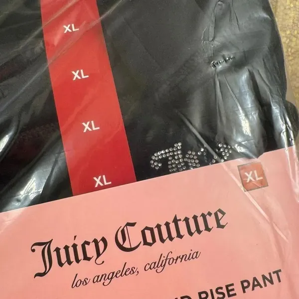 Juicy Couture Black Rhinestone Logo Velour Track Pants XL NWT - Image 8