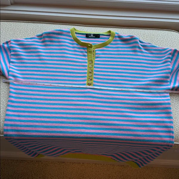 Lillusory Turquoise & Pink Henley Sweater with Green Accents size L - Image 7