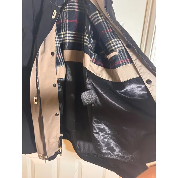 Fleet Street Ltd Womens Black Tan Plaid Lined Hooded Anorak Jacket Size M - Image 5